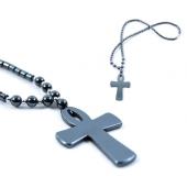 Hematite Cross Pendant Beads Stone Chain Choker Fashion Women Necklace